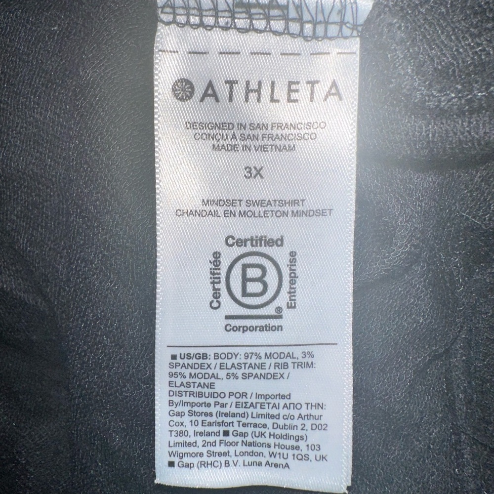Athleta Women’s Crewneck Super Soft‎ Sweatshirt Black Mindset Plus Size 3XL - Picture 4 of 5